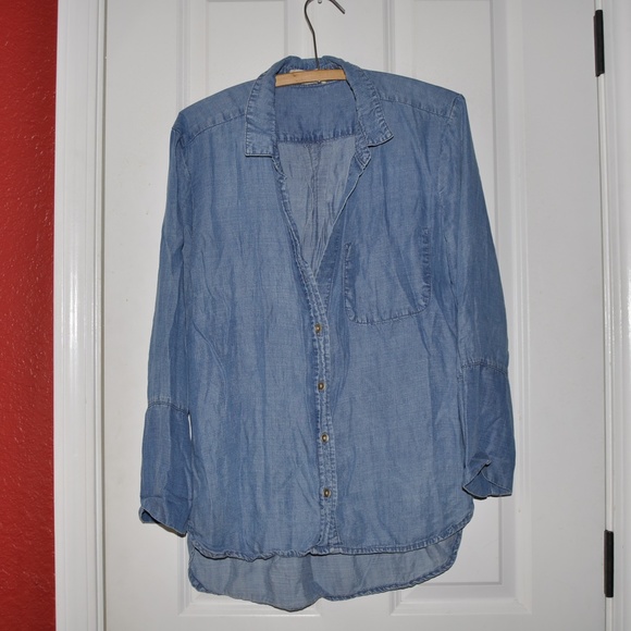 065 Anthropologie CLOTH & STONE Shirt Tail Button Down Shirt - Picture 3 of 8